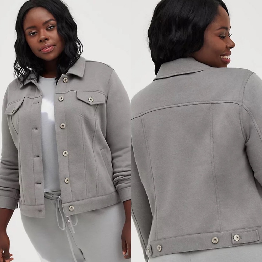Torrid | Fleece Grey Trucker Shacket (SIZE 6)